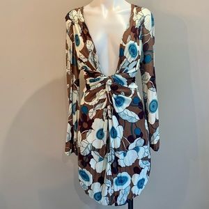 T-Bags - Knot Front - Flower Print Dress